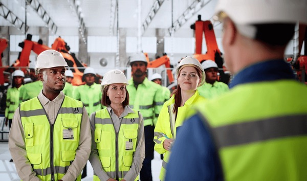 South African workers wearing full PPE on site
